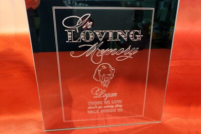 Engraved pet memorial plaque, Engraver's Den