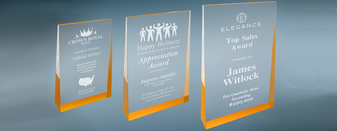 Custom engraved recognition awards, trophies, & plaques