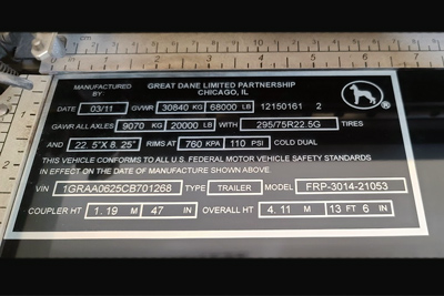 Engraved automotive related spec plaques, Engraver's Den