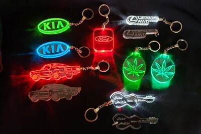 Engraved promotional keychains, Engraver's Den