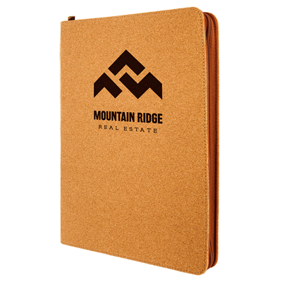 Engraved promotional zipped portfolio notebooks from Engraver's Den