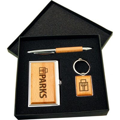 Custom engraved wooden business sets from Engraver's Den