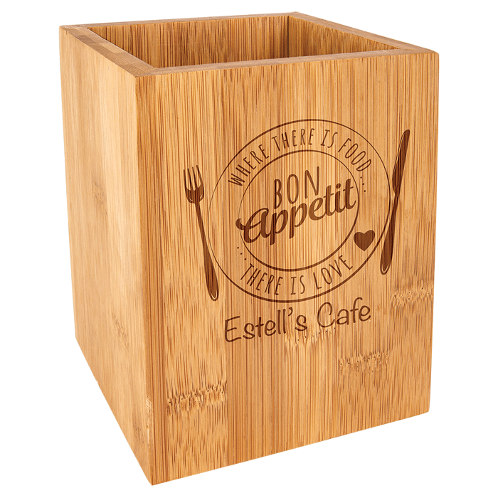 Custom engraved wooden restaurant box from Engraver's Den